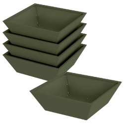 Helloshop26 - Lot de 5 cache-pots trapézoïdaux modernes jardin terrasse 50 x 50 x 15 cm en acier vert olive 02_0052389 - vert métal 3000237392043