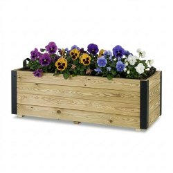 HORTALIA Jardinière Extérieure en Bois avec Renfort en Aluminium GHIO – Terrasse, Jardin ou Balcon – 110x45x40 cm - marron Bois manufacturé 700