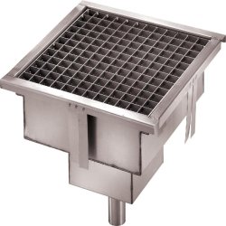 L2G Caniveau Inox Grille A Dechets Amovible, Siphon, 20 x 200 x 200mm - 3616350025081