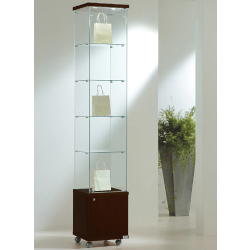 Vitrine colonne haute 4/22MVA - rangement en verre trempé - wengé - 40x40x220 cm