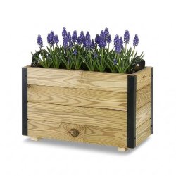 HORTALIA Jardinière Extérieure en Bois avec Renfort en Aluminium GHIO – Terrasse, Jardin ou Balcon – 60x30x40 cm - marron Bois manufacturé 700202-AL40