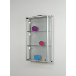 Vitrine murale d'exposition BP58VA - aluminium anodisé avec étagères réglables et porte verrouillable
