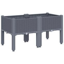 Helloshop26 - Jardinière bac lit surélevé plantes fleurs terrasse jardin avec pieds 80 x 40 x 42 cm PP gris 02_0038169 - gris 3000214114071