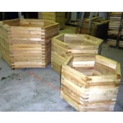 Bac à fleurs hexagonal en acacia - 3 dimensions disponibles