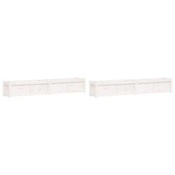 Helloshop26 - Jardinière bac lit surélevé plantes fleurs jardin terrasses lot de 2 bois de pin massif blanc 02_0039039 02_0039039 - blanc Bois mass
