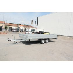 Remorque plateau Humbaur HT 255124 - 2 essieux, ridelles alu et roues dessous