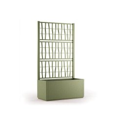 Stefanplast Ethica, jardinière rectangulaire avec treillis de 80 cm, en vert olive - 8003507686021