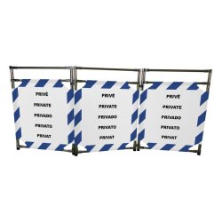 Barrière d'intervention 3 panneaux PVC ou Inox 304 - 1000 / INOX 304 / Rayé Bleu / Blanc (Privé)