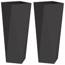 Helloshop26 - Lot de 2 jardinières modernes pratiques pour extérieur 30 x 30 x 75 cm en acier noir 02_0053007 02_0053007 - noir acier 3000237700398