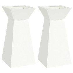 Helloshop26 - Lot de 2 jardinières pilier design contemporain extérieur 35 x 35 x 73 cm en matériaux blanc 02_0052399 - blanc 3000237398175