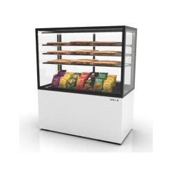 Vitrine neutre INTEGRA sur base - 1200 mm - 4 niveaux - H1400 mm - IN120/80-140N | Sayl Barcelona- Accès arrière - 674005069876