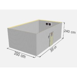 Chambre froide positive industrielle - TD CR-014 - 6m² - Volume brut 14,4m³ - Isolation en panneaux de polyuréthane