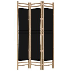 Décoshop26 - Paravent séparateur de pièce cloison pliante 3 panneaux 120 cm bambou et toile noir DEC031187 - noir 3000258332943