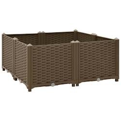 Helloshop26 - Jardinière lit surélevé plantes fleurs jardin 80 x 80 x 38 cm polypropylène marron 02_0000957 - marron 3000072931537
