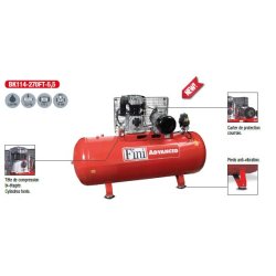 Compresseur à piston bi-étagé - cylindre fonte - 5,5 à 10 CV - réservoir 270 à 500 L - débit 34 à 65 m³/h
