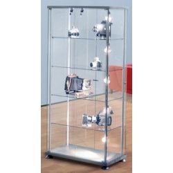 H 1.800 -  vitrine exposition en verre - colonne rectangulaire - verre et aluminium