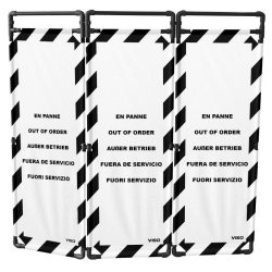 Barrière d'intervention 3 panneaux PVC ou Inox 304 - 1800 / PVC / rayé Noir / Blanc (En panne)