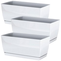 WellHome - Lot de 3 jardinières en plastique Coubi Case P coloris blanc 29x14,2x13,6cm - blanc plastique polypropylène PK4595
