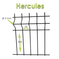 Kit clôture rigide Hercules à sceller - 5 mètres linéaires - poteaux ADFIX