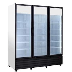 Matériel HORECA Frigo Vitrine Réfrigérée à Boissons 3 Portes - noir verre SC-1000