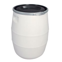 Fût de 100 litres - fermeture métallique avec couvercle - blanc