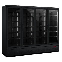 Vitrine murale réfrigérée 4 portes en verre - Coloris noir - Capacité 2025 litres