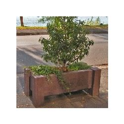 Bac à fleurs Bettina - plastique recyclé - 130 x 60 x 45 cm - coloris gris ou marron