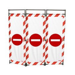 Barrière d'intervention 3 panneaux PVC ou Inox 304 - 1800 / INOX 304 / Interdiction
