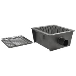 Caniveau avec caillebotis, sortie horizontale ø 63 mm et filtre, 500x300x150 mm - VIRTUS - 0615402890359