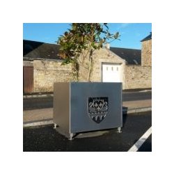 Jardinière Pontorson - France Inox - pieds réglables et bac galvanisé avec inclusion logotype ou armes de ville