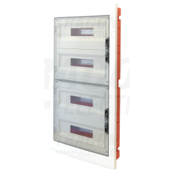 Tableau de distribution encastré - porte plane fumée - 4×18 (72 modules) - IP40 - dimensions H860×W440×D95mm