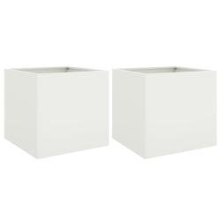 Helloshop26 - Jardinière bac lit surélevé plantes fleurs jardin terrasses lot de 2 49 x 47 x 46 cm acier blanc 02_0038985 02_0038985 - blanc acier