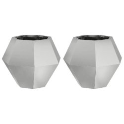Helloshop26 - Lot de 2 jardinières rectangulaires utilisation extérieure 50 x 50 x 40 cm en acier galvanisé argent 02_0053129 02_0053129 - acier 30