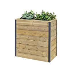 HORTALIA Jardinière en bois avec réserve d’eau Nidum 75 x 40 x 80 cm – Intérieur et extérieur - marron Bois massif N748AL