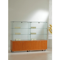 Vitrine d'exposition avec rangements - 16/14MVA - Bois et verre trempé - Finition cerisier - 157x40x130 cm