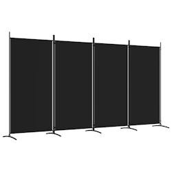 Décoshop26 - Paravent séparateur de pièce cloison 4 panneaux 346 x 180 cm tissu noir et fer DEC030910 - noir 3000258188397