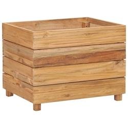 Helloshop26 - Jardinière lit surélevé plantes fleurs jardin 50 x 40 x 38 cm bois de teck recyclé et acier 02_0000937 - Bois massif 3000072721534