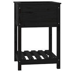 Helloshop26 - Jardinière bac lit surélevé plantes fleurs terrasse jardin avec étagère 54 x 54 x 81 cm bois massif de pin noir 02_0038397 - noir B
