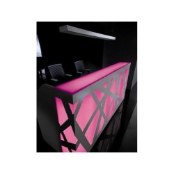 Banque d'accueil Zig-Zag droite - LED RGB programmables - Verre satiné et façade métallique