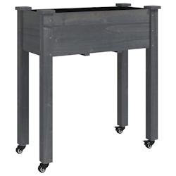 Helloshop26 - Jardinière bac lit surélevé plantes fleurs terrasse jardin sur roues avec doublure 71 x 37 x 80 cm bois sapin gris 02_0038728 - gris