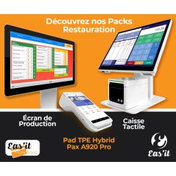 Pack Logiciel & Matériels Orchestra Restaurant - Caisse tactile 15 pouces, imprimante thermique, logiciel et installation