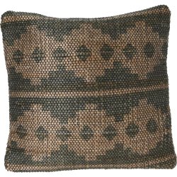 WellHome - Coussin en jute et coton vert 45x45cm - vert WH16321
