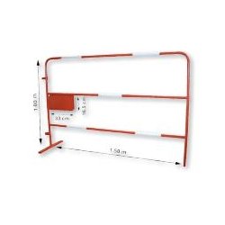 Barrière de chantier - plaque soudée avec 5 adhésifs blancs - Réf. 004500