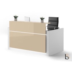 Bureau d'accueil 1 personne Avant - Ofitres - 129, Blanc, Non, Beige brillant
