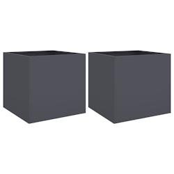 Helloshop26 - Jardinière bac lit surélevé plantes fleurs jardin terrasses lot de 2 42 x 40 x 39 cm acier anthracite 02_0038974 - acier 3000217964161