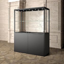Vitrine Museum métal Colonne coffre 160x60xH200cm - 2 portes coulissantes - noir