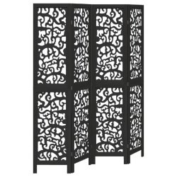 Décoshop26 - Paravent séparateur de pièce cloison 4 panneaux en bois de paulownia noir DEC030919 - noir Bois massif 3000258190918