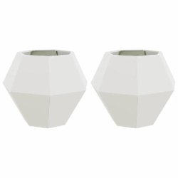 Helloshop26 - Lot de 2 jardinières rectangulaires pour terrasse 75 x 75 x 60 cm design extérieur en acier blanc 02_0053107 02_0053107 - blanc acier