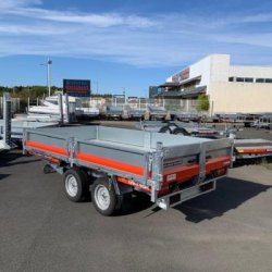 Benne 310x160 - 3500 kg PTC - 2 essieux - Tipper 526 - Roues 12" - Portes 270° - Brian James