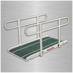 Rampe standard 183 cm avec main courante pliable double - AK 25056 - en plastique renforcé fibre de verre, antidérapante et résistante